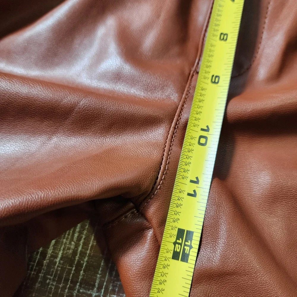 Abercrombie & Fitch Cognac Faux Leather Paperbag Waist Pants‎ XS Brown Straight